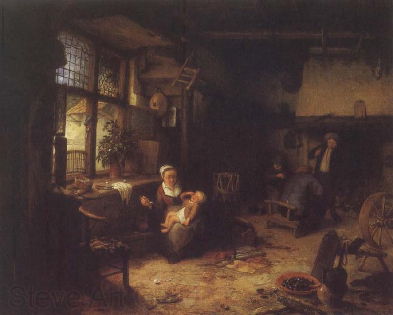 Adriaen van ostade Interior with Peasants Spain oil painting art